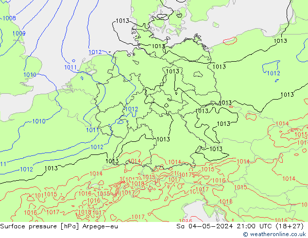 Surface pressure Arpege-eu Sa 04.05.2024 21 UTC