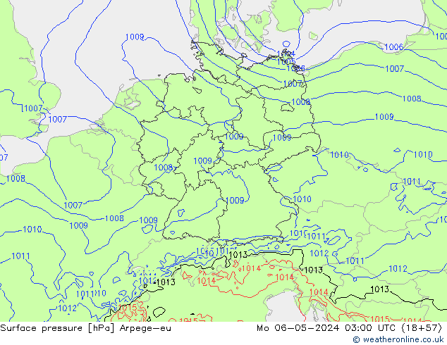 Bodendruck Arpege-eu Mo 06.05.2024 03 UTC