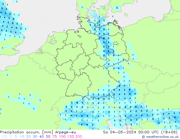 Précipitation accum. Arpege-eu sam 04.05.2024 00 UTC