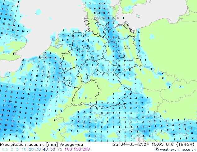 Totale neerslag Arpege-eu za 04.05.2024 18 UTC