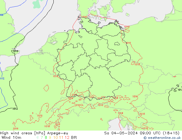 Windvelden Arpege-eu za 04.05.2024 09 UTC