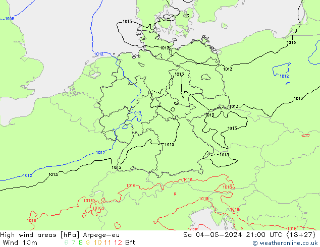 High wind areas Arpege-eu So 04.05.2024 21 UTC