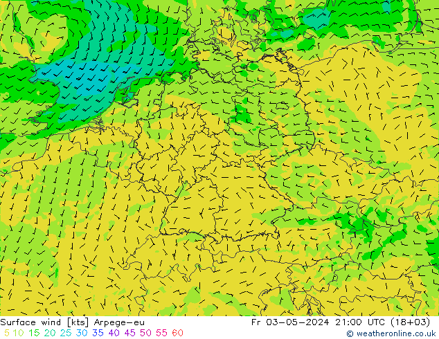 Surface wind Arpege-eu Fr 03.05.2024 21 UTC