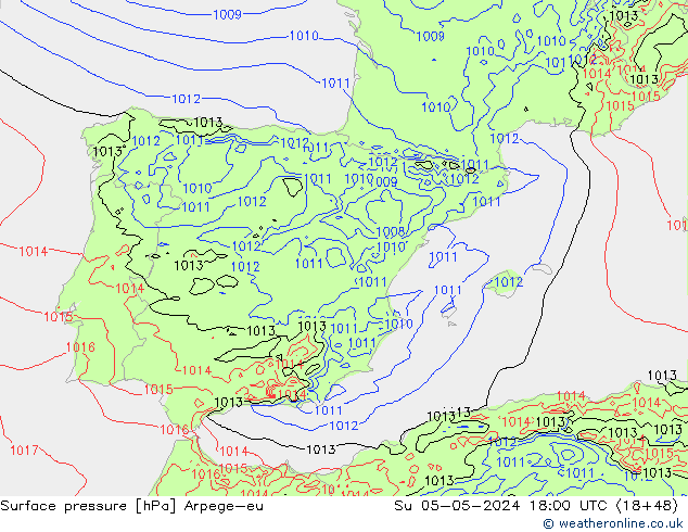 приземное давление Arpege-eu Вс 05.05.2024 18 UTC