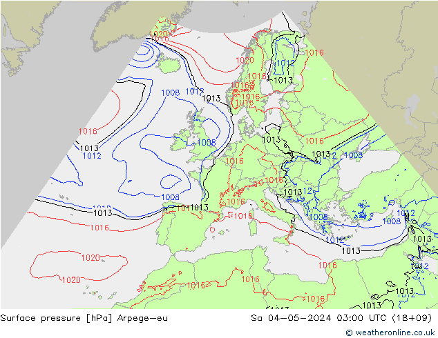Surface pressure Arpege-eu Sa 04.05.2024 03 UTC