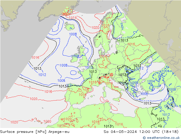 Bodendruck Arpege-eu Sa 04.05.2024 12 UTC