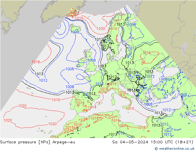 Surface pressure Arpege-eu Sa 04.05.2024 15 UTC