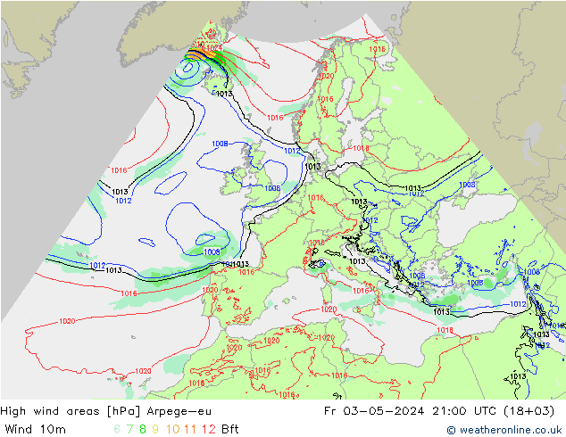 High wind areas Arpege-eu Fr 03.05.2024 21 UTC