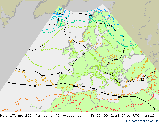Height/Temp. 850 hPa Arpege-eu Fr 03.05.2024 21 UTC
