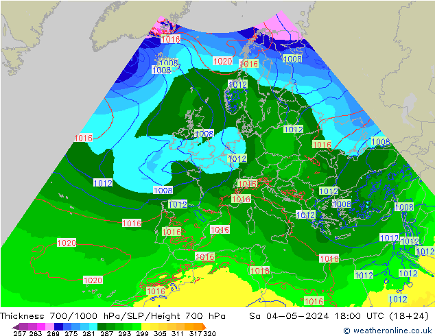 700-1000 hPa Kalınlığı Arpege-eu Cts 04.05.2024 18 UTC