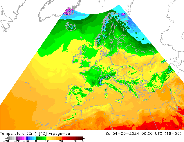 Temperature (2m) Arpege-eu Sa 04.05.2024 00 UTC