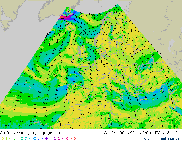 Wind 10 m Arpege-eu za 04.05.2024 06 UTC