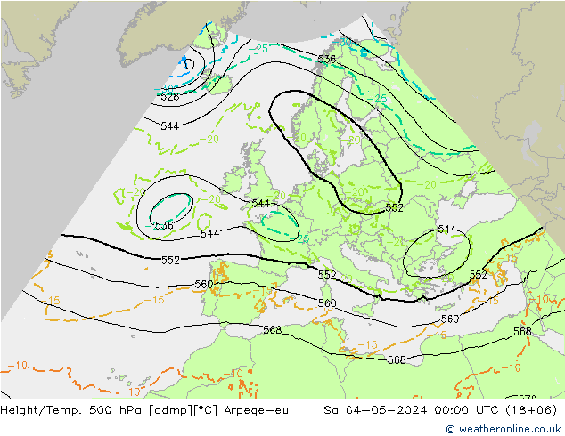 Height/Temp. 500 hPa Arpege-eu So 04.05.2024 00 UTC