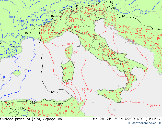 Surface pressure Arpege-eu Mo 06.05.2024 00 UTC