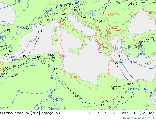 Yer basıncı Arpege-eu Paz 05.05.2024 18 UTC