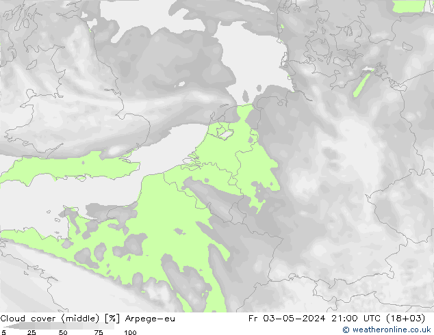 Wolken (mittel) Arpege-eu Fr 03.05.2024 21 UTC