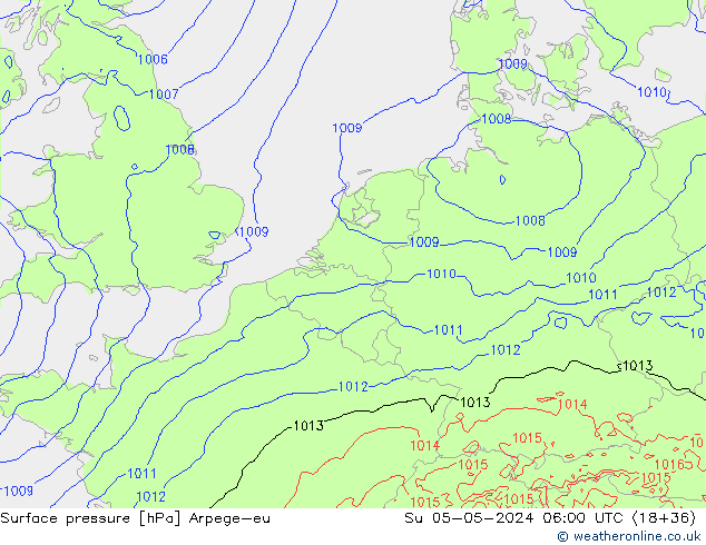 Surface pressure Arpege-eu Su 05.05.2024 06 UTC