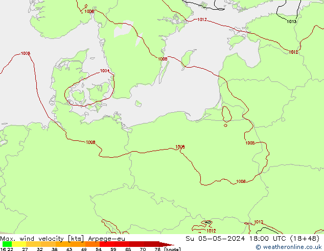 Windböen Arpege-eu So 05.05.2024 18 UTC