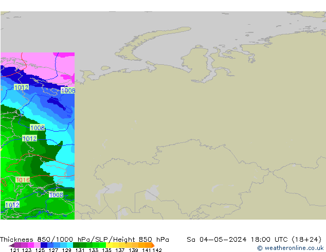 Thck 850-1000 hPa Arpege-eu Sa 04.05.2024 18 UTC