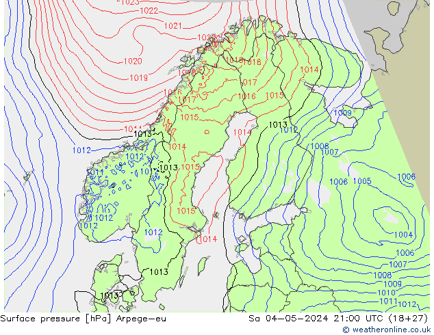 Bodendruck Arpege-eu Sa 04.05.2024 21 UTC
