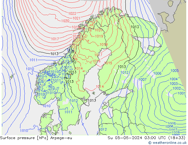 pressão do solo Arpege-eu Dom 05.05.2024 03 UTC