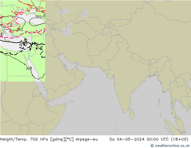 Height/Temp. 700 hPa Arpege-eu 星期六 04.05.2024 00 UTC