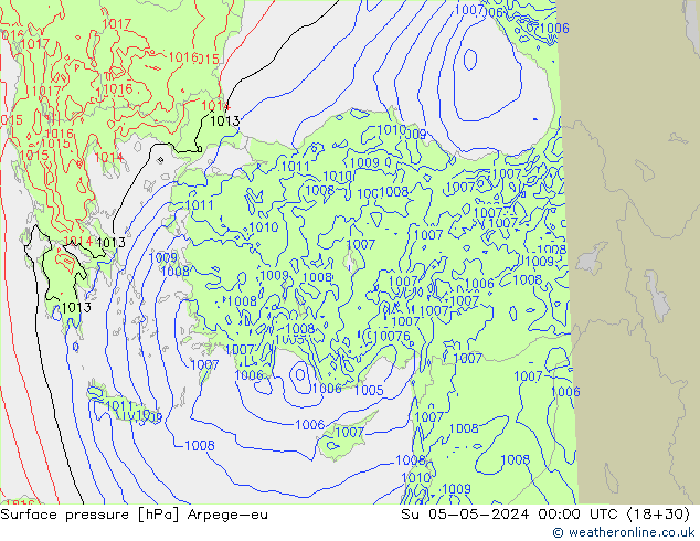 Surface pressure Arpege-eu Su 05.05.2024 00 UTC