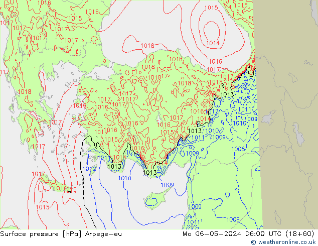 Presión superficial Arpege-eu lun 06.05.2024 06 UTC