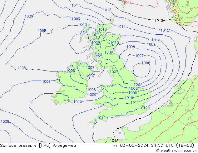 Surface pressure Arpege-eu Fr 03.05.2024 21 UTC