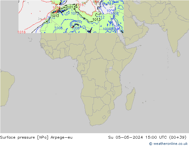 Bodendruck Arpege-eu So 05.05.2024 15 UTC