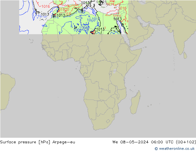 pressão do solo Arpege-eu Qua 08.05.2024 06 UTC