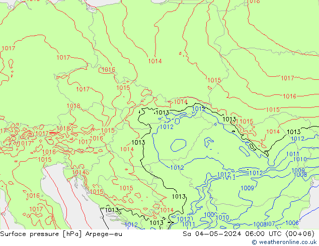 Atmosférický tlak Arpege-eu So 04.05.2024 06 UTC