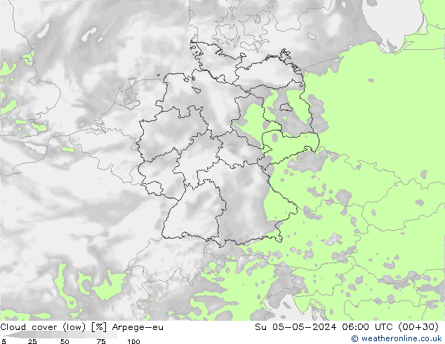 Bulutlar (düşük) Arpege-eu Paz 05.05.2024 06 UTC