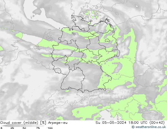 oblačnosti uprostřed Arpege-eu Ne 05.05.2024 18 UTC