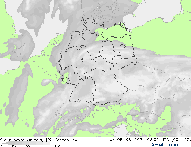 Bewolking (Middelb.) Arpege-eu wo 08.05.2024 06 UTC