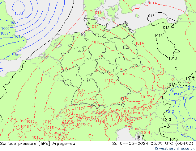 Yer basıncı Arpege-eu Cts 04.05.2024 03 UTC