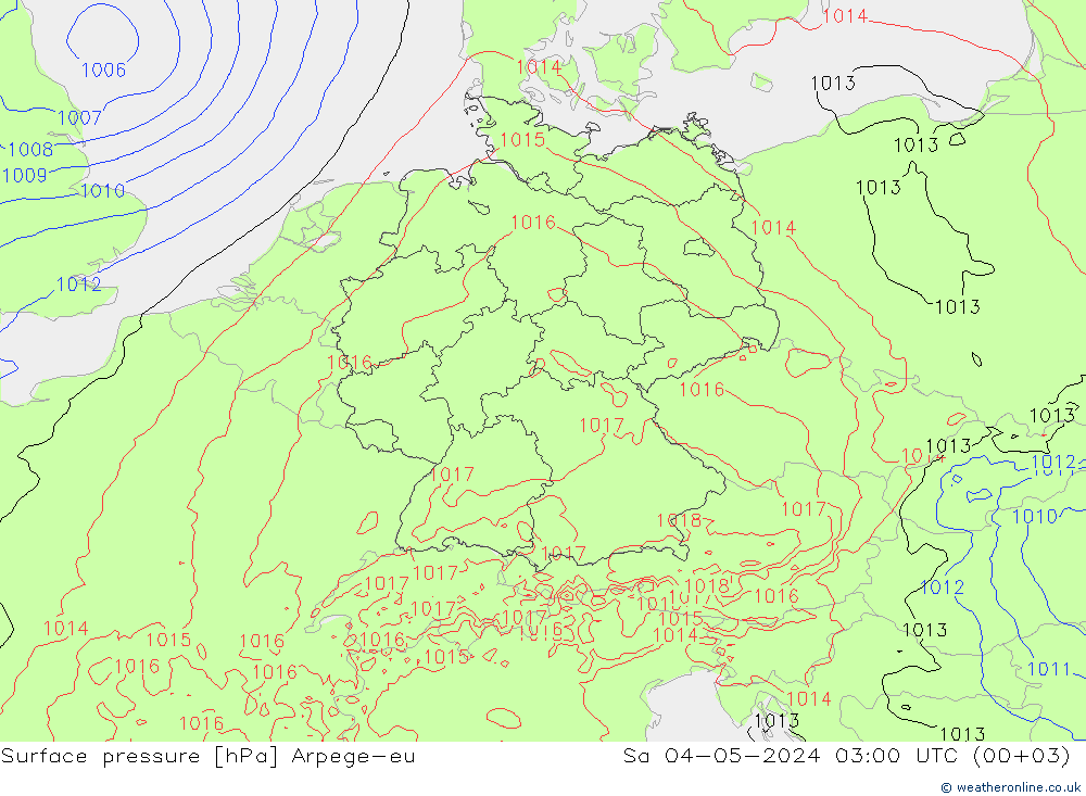 Luchtdruk (Grond) Arpege-eu za 04.05.2024 03 UTC