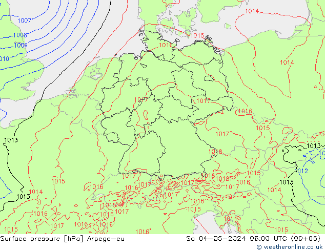 地面气压 Arpege-eu 星期六 04.05.2024 06 UTC