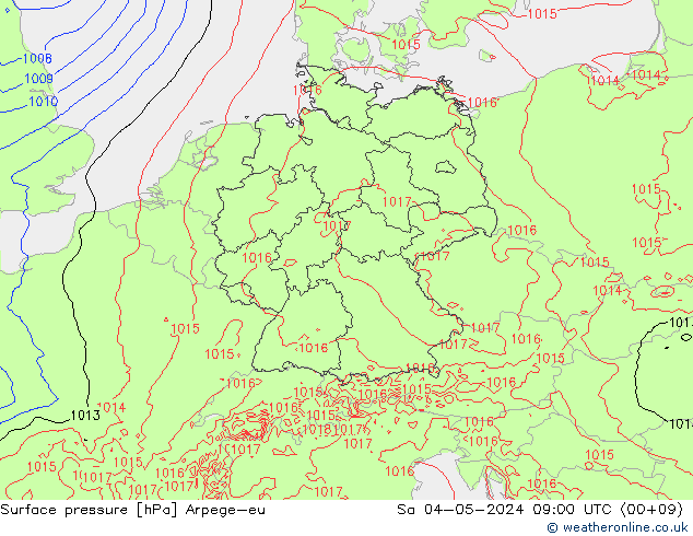 приземное давление Arpege-eu сб 04.05.2024 09 UTC