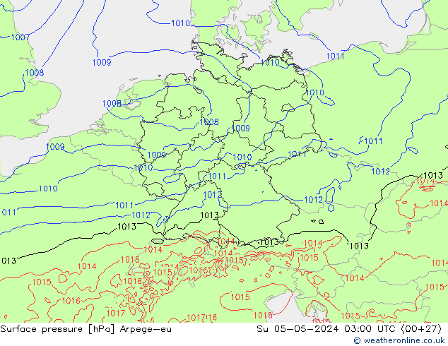 Surface pressure Arpege-eu Su 05.05.2024 03 UTC