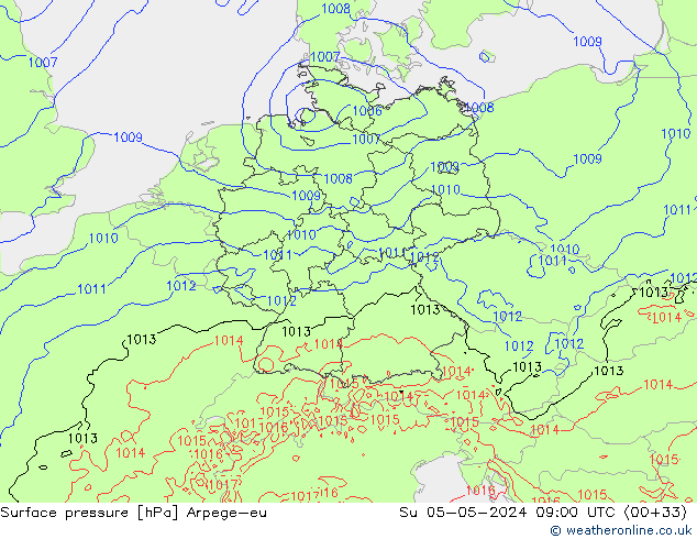 Yer basıncı Arpege-eu Paz 05.05.2024 09 UTC