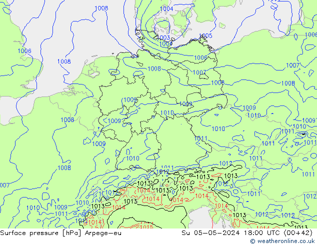 приземное давление Arpege-eu Вс 05.05.2024 18 UTC