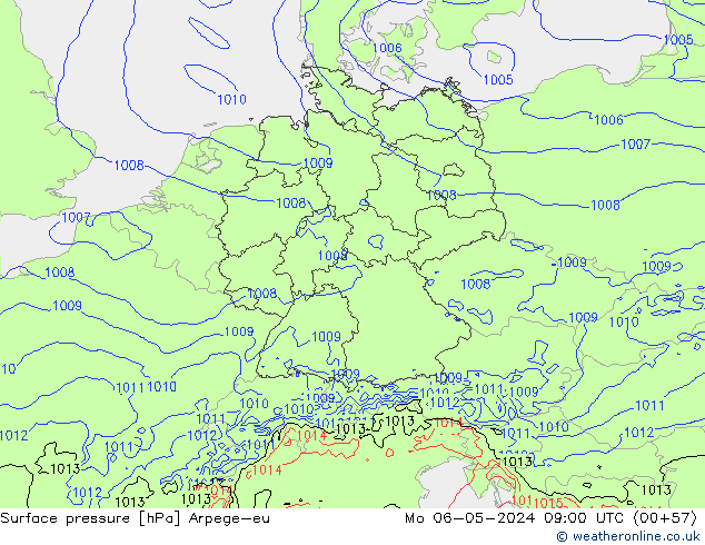 pressão do solo Arpege-eu Seg 06.05.2024 09 UTC