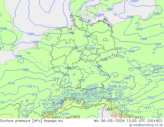 Presión superficial Arpege-eu lun 06.05.2024 12 UTC