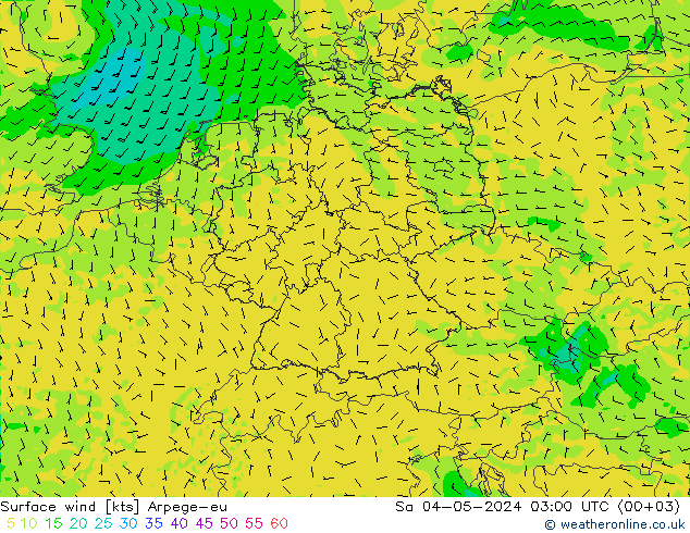 风 10 米 Arpege-eu 星期六 04.05.2024 03 UTC