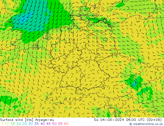 Surface wind Arpege-eu Sa 04.05.2024 06 UTC