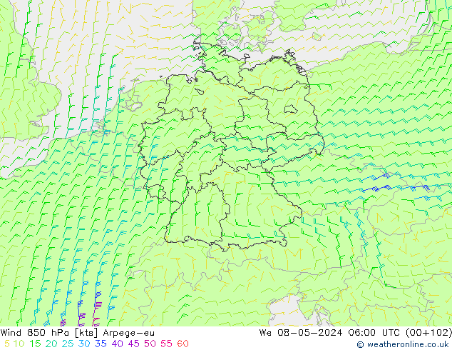  850 hPa Arpege-eu  08.05.2024 06 UTC