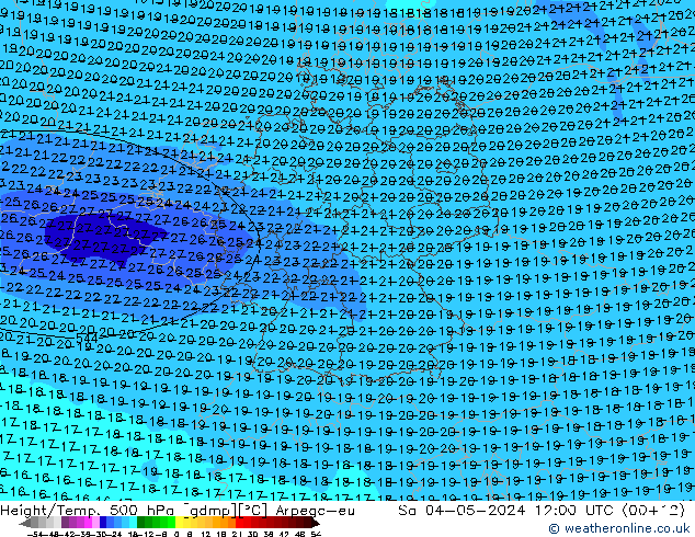 Height/Temp. 500 гПа Arpege-eu сб 04.05.2024 12 UTC