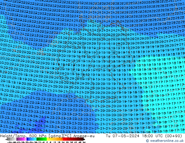 Géop./Temp. 500 hPa Arpege-eu mar 07.05.2024 18 UTC
