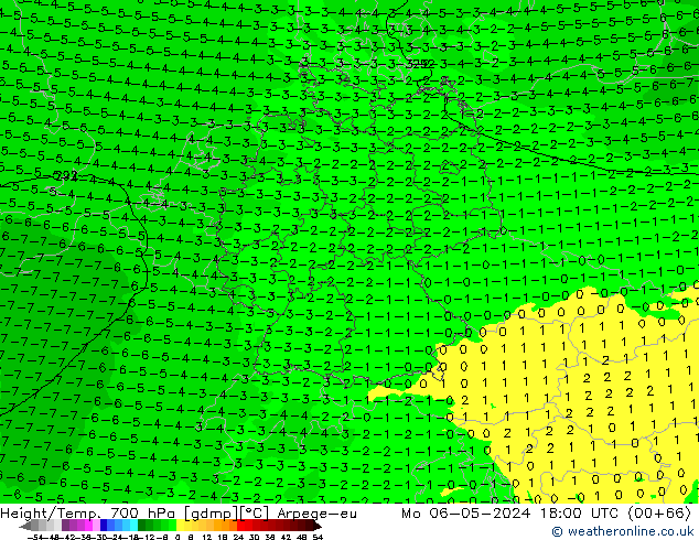 Height/Temp. 700 hPa Arpege-eu Mo 06.05.2024 18 UTC